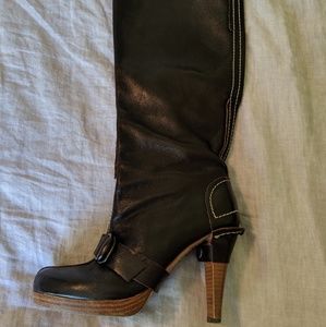 Hard Hearted Harlot brown leather boots